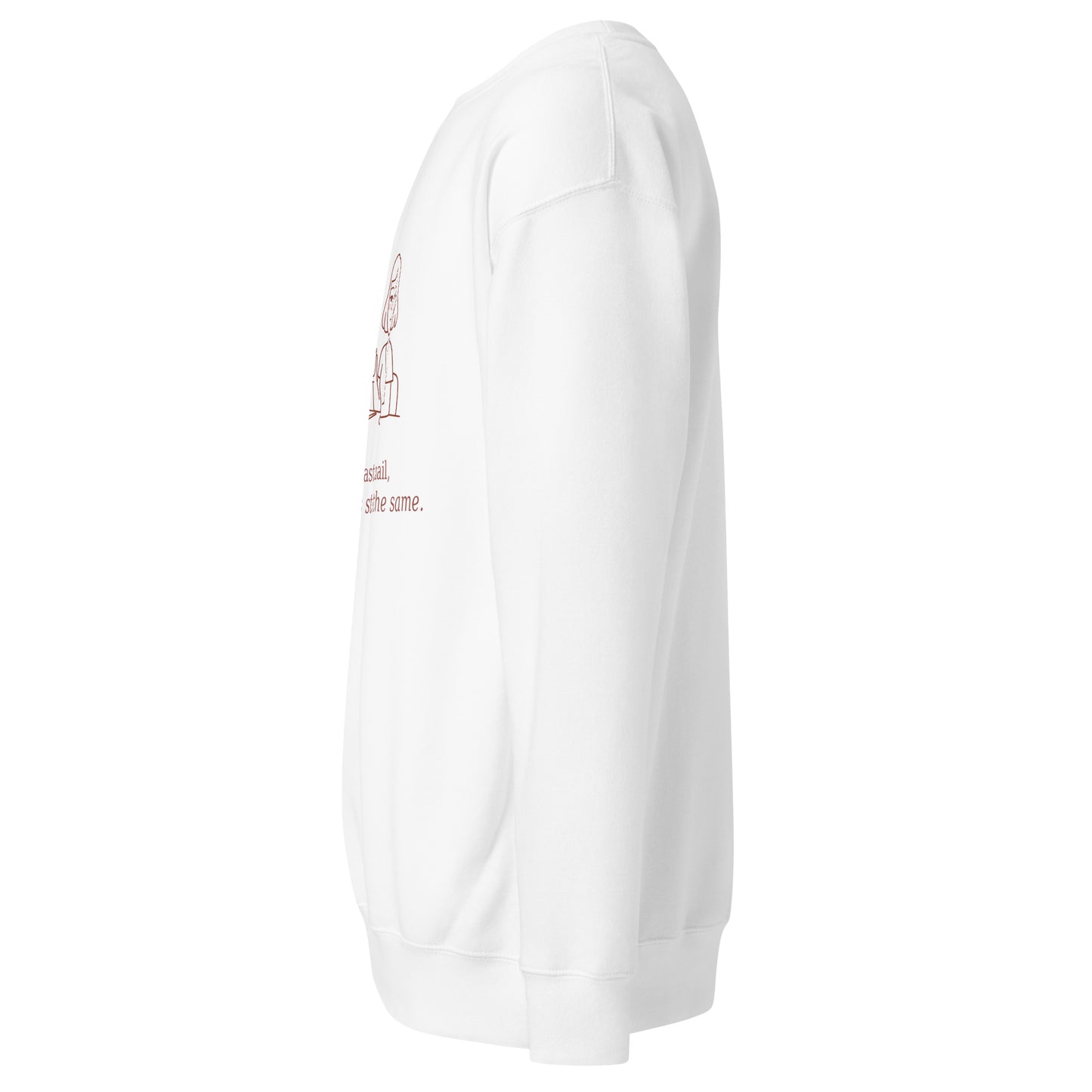 White hoodie with a brand logo on the chest against a white background